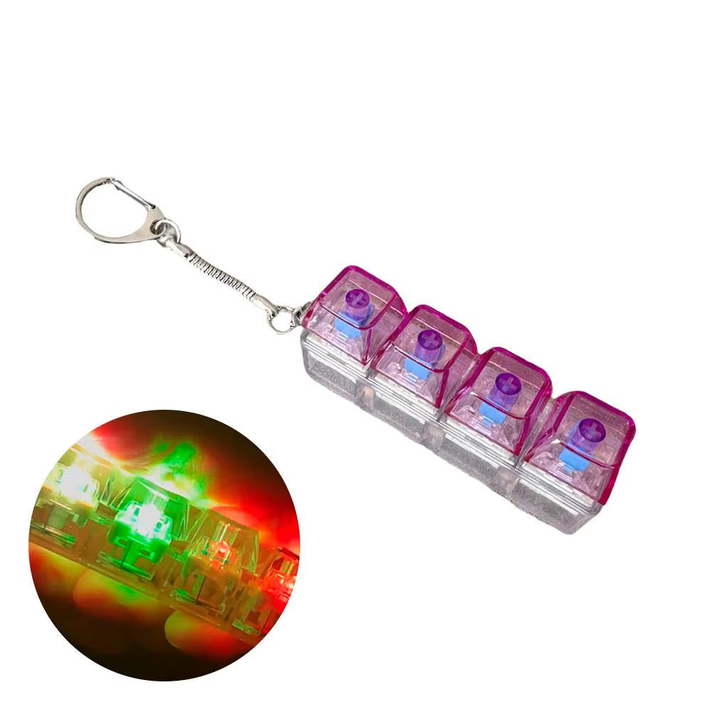 Keyboard Fidget Toys LED Crystal Keycap Keychain Stress Relief Fingertip Gadget Decompression Toys Clicker Fidget Toy