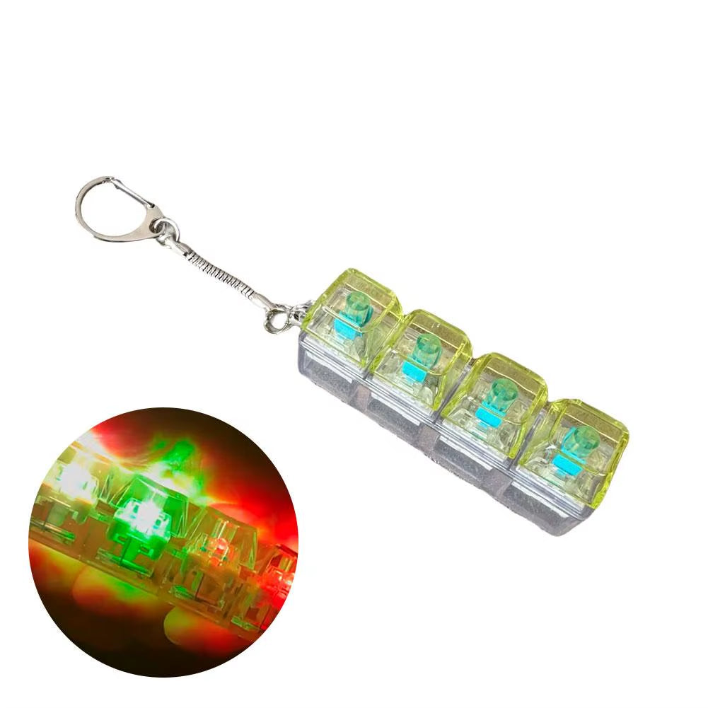 Keyboard Fidget Toys LED Crystal Keycap Keychain Stress Relief Fingertip Gadget Decompression Toys Clicker Fidget Toy